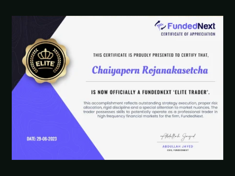 FundedNext Elite Trader Certificate