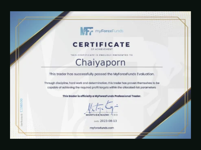 MyForexFunds Certificate of Achievement