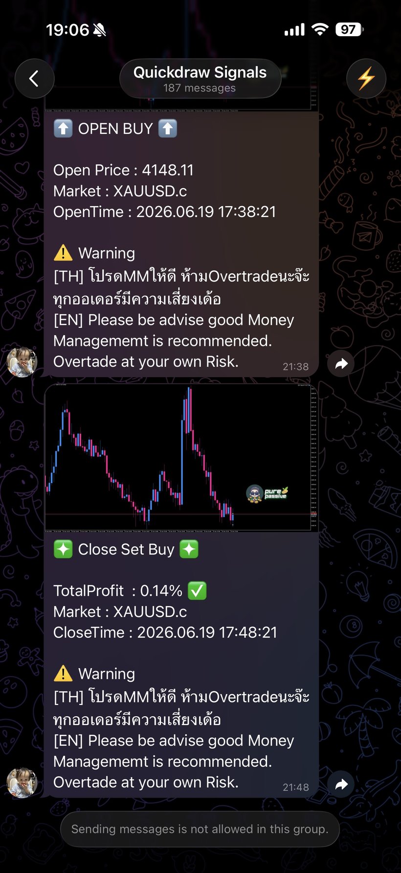 ตัวอย่างสัญญาณจริง ไม้กำไร +0.14%